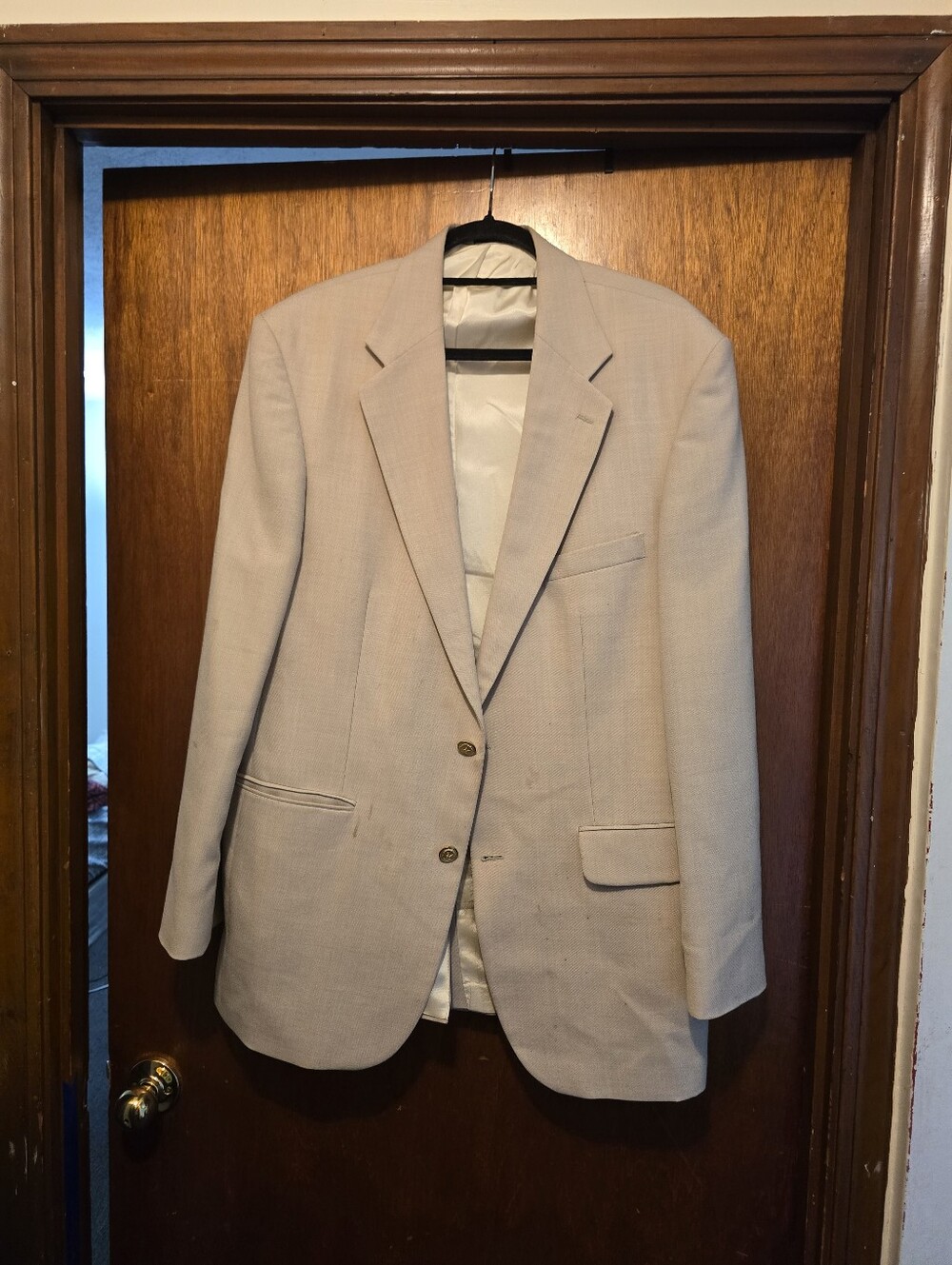 Robert Stock Men's Light Beige Single-Breasted Blazer - Classic Notch Lapel